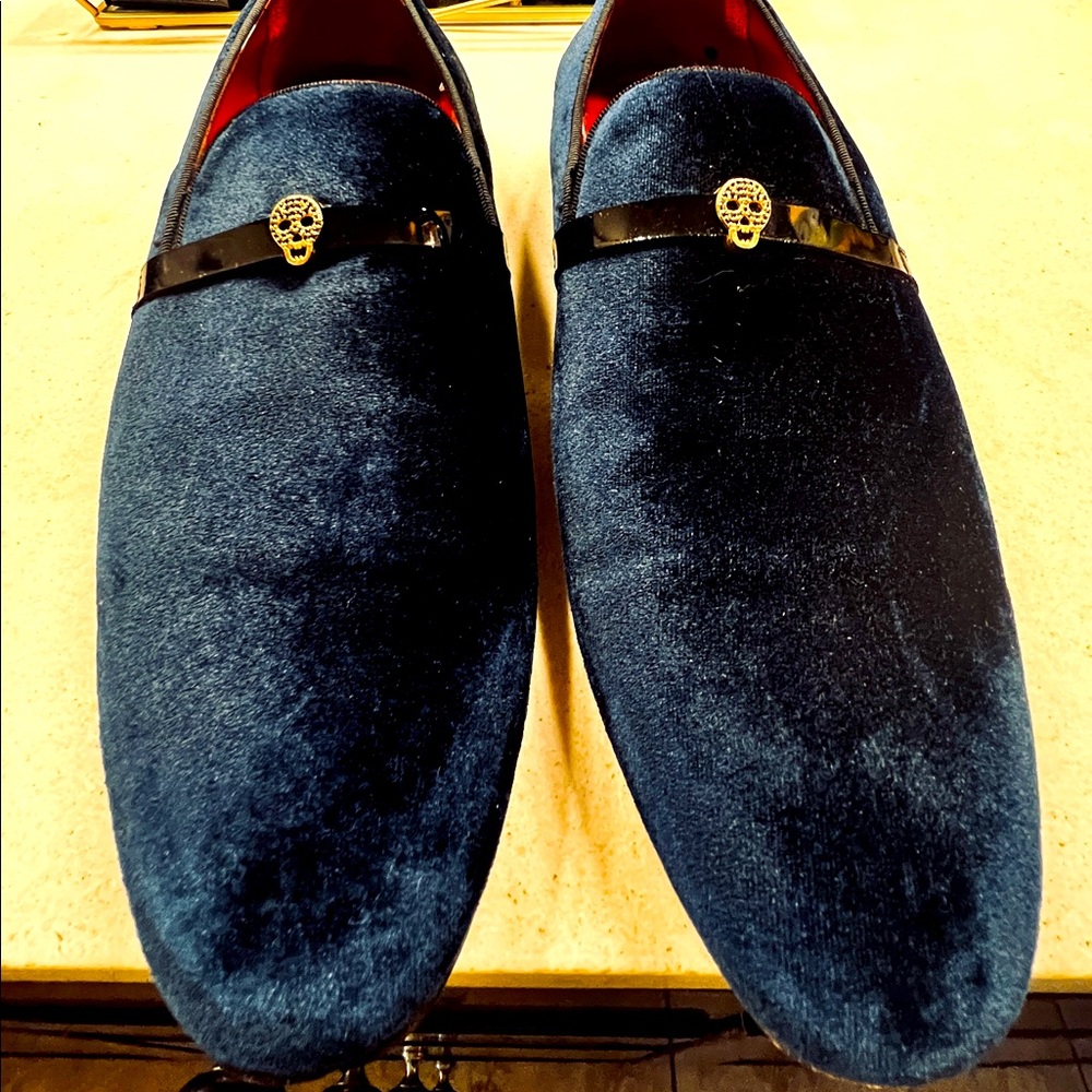 Philipp plein velvet skull moccasins loafers